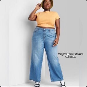 Women’s Super High-Rise Wide Leg Baggy Jeans- Blue Wash- Wild Fable- Size 24